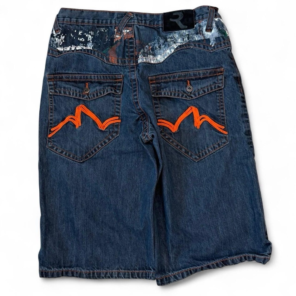 Vintage Refuse Denim Jean Shorts Men's Size 34x15 Skater Grunge Baggy Jorts Y2K